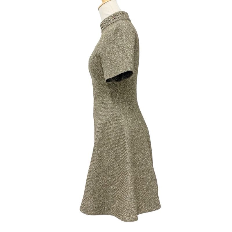 Louis Vuitton Dress Polyester Gold Silver 21 AW Studded Bijou