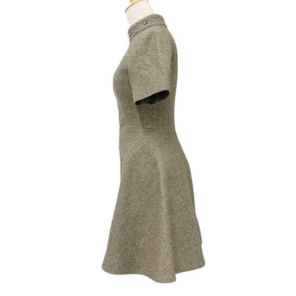 Louis Vuitton Dress Polyester Gold Silver 21 AW Studded Bijou