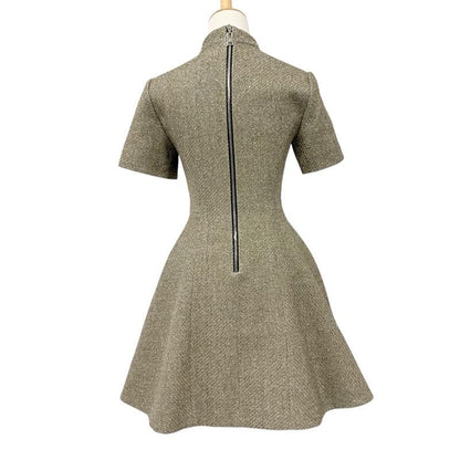 Louis Vuitton Dress Polyester Gold Silver 21 AW Studded Bijou