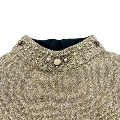 Louis Vuitton Dress Polyester Gold Silver 21 AW Studded Bijou