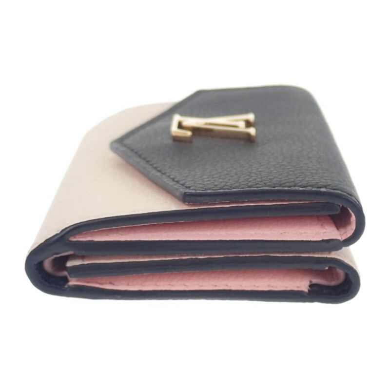 Louis Vuitton Portefeuille Lock Mini M80984 Trifold Wallet Grain Calf Leather