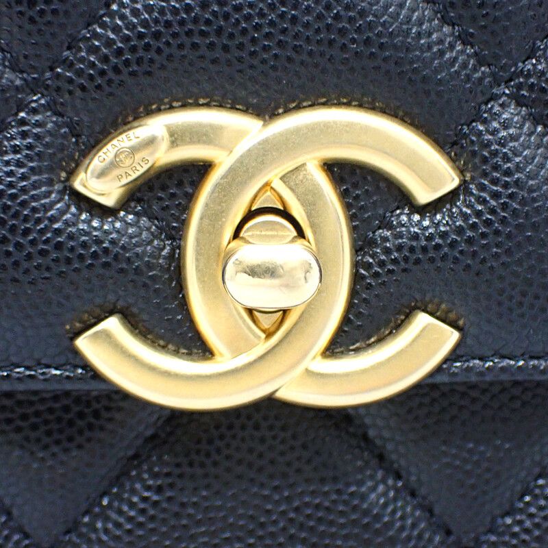 Chanel Small Flap Bag As4908 Shoulder Bag Caviar Skin Black Gold Hardware