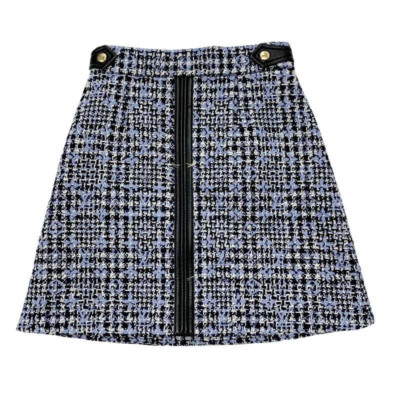 Louis Vuitton Monogram Bottoms Multicolor Skirt Tweed Leather Accent 22SS
