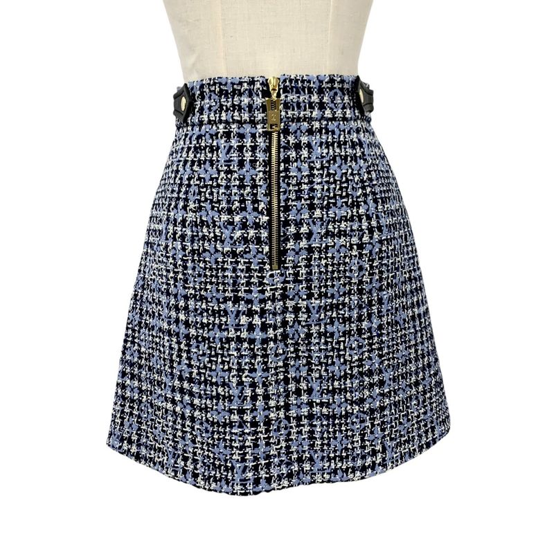 Louis Vuitton Monogram Bottoms Multicolor Skirt Tweed Leather Accent 22SS