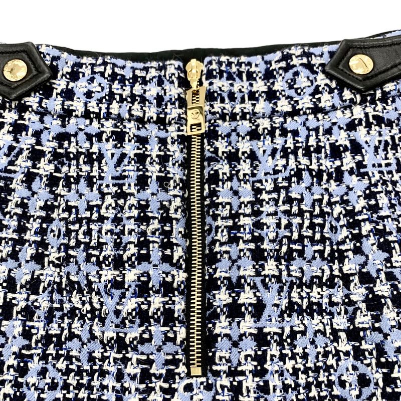Louis Vuitton Monogram Bottoms Multicolor Skirt Tweed Leather Accent 22SS