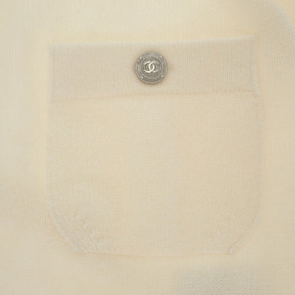 Chanel Flower Beaded 34 P43016k04343_aw005 Cardigan Cashmere White Ladies