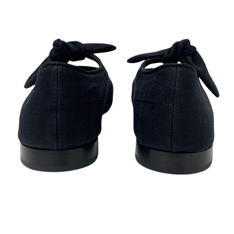 Chanel Flat Shoes Fabric Black Unused Mary Jane Here Mark Ribbon