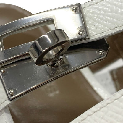 Hermes Sandals Shoes Leather White Silver Thong Flat Kelly Hardware Strap