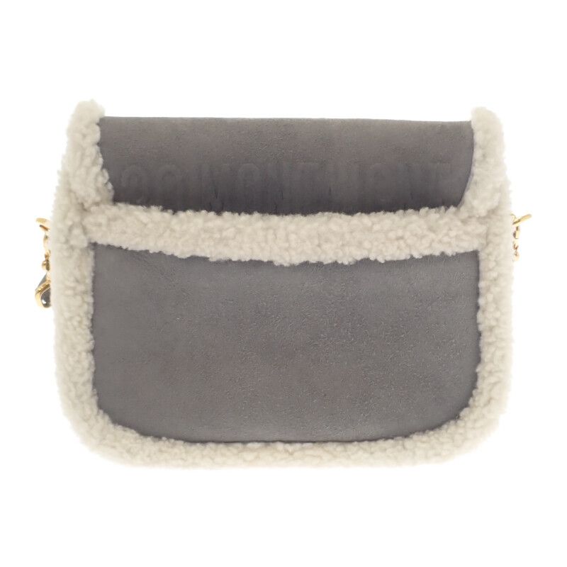 Dior Bobby Medium Shoulder Bag Suede Mouton Gray Gold Hardware Women's Fall