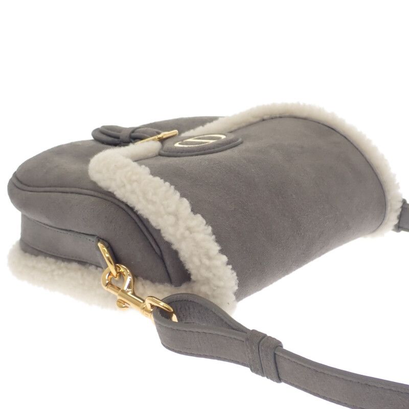 Dior Bobby Medium Shoulder Bag Suede Mouton Gray Gold Hardware Women's Fall