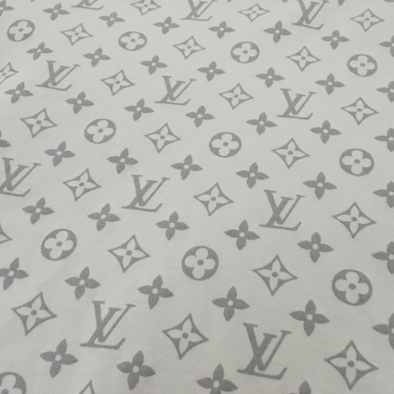 Louis Vuitton Silver Monogram T-shirt L Short Sleeve T-shirt Crew Neck Cotton