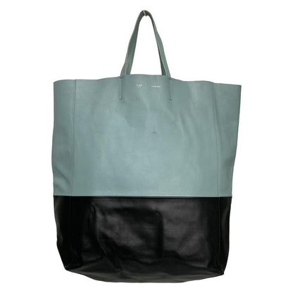 Celine Tote Bag Horizontal Cabas Light Blue And Black Bicolor Leather