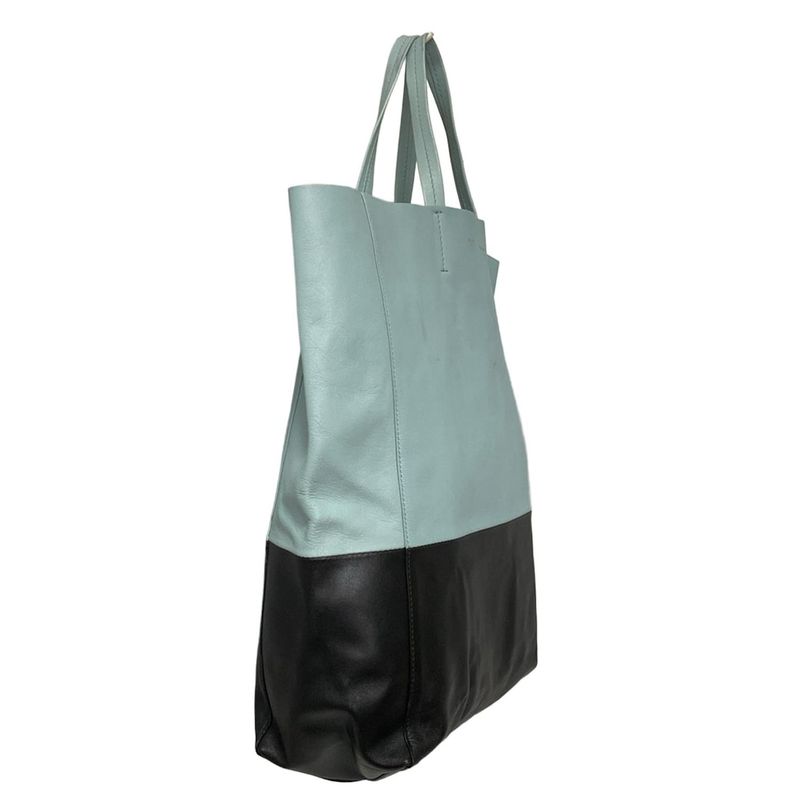 Celine Tote Bag Horizontal Cabas Light Blue And Black Bicolor Leather