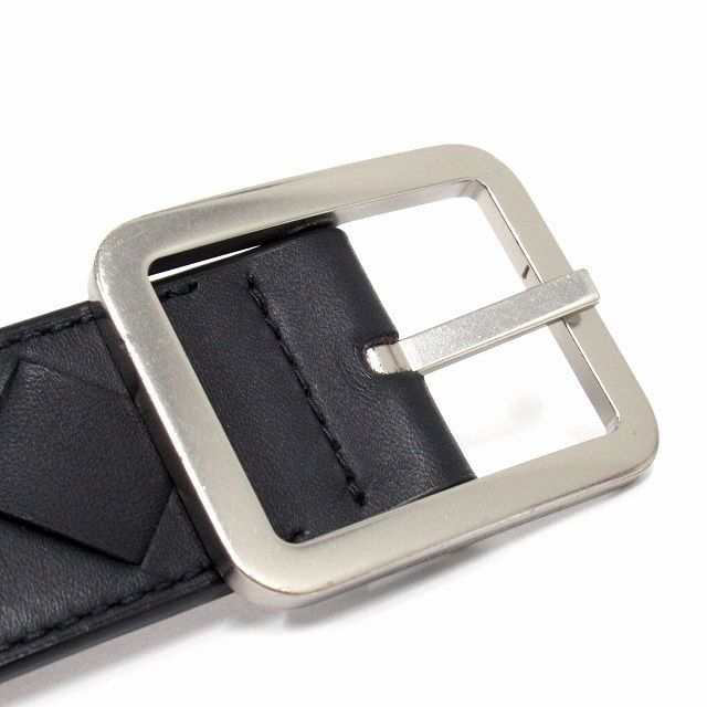 Bottega Veneta Intrecciato Leather Belt Square Buckle Size 85cm (33.46in) 34in
