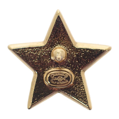 Chanel CC Star Earrings Black Gold Metal Lame Star Coco Mark Stud Earrings