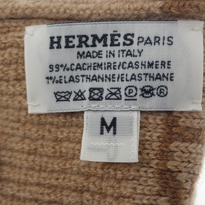 Hermes Haven Gloves M H232006g_uim Gloves Cashmere Polyurethane Biscuit Brown
