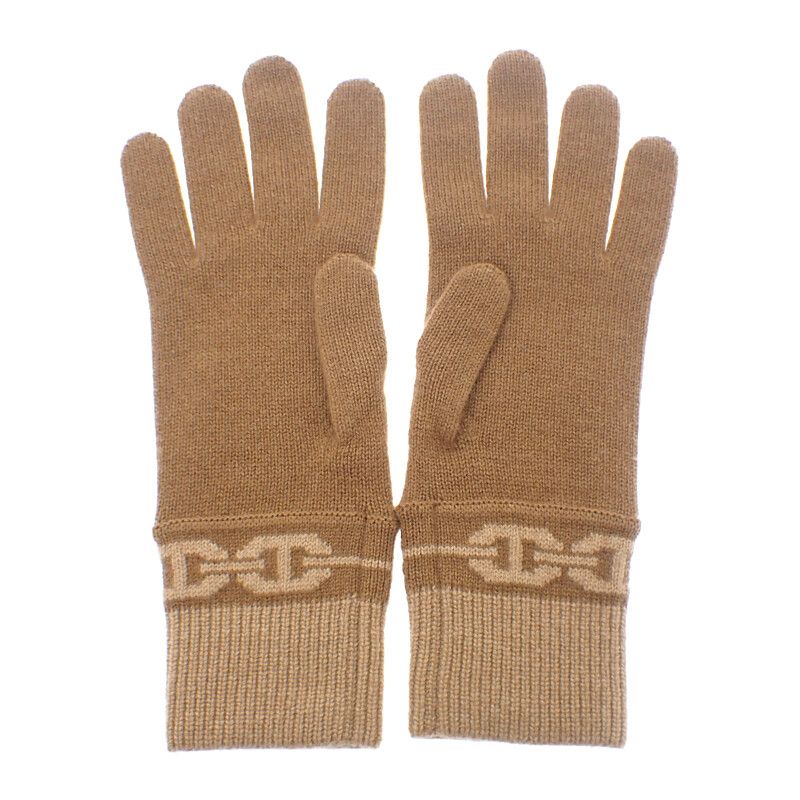 Hermes Haven Gloves M H232006g_uim Gloves Cashmere Polyurethane Biscuit Brown