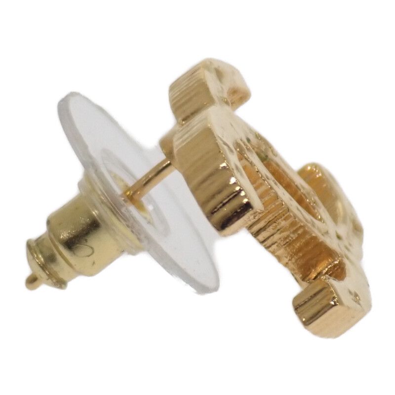 Chanel Coco Mark Earrings Abc502 Stud Earrings Metal Gold Simple Stylish Ladies