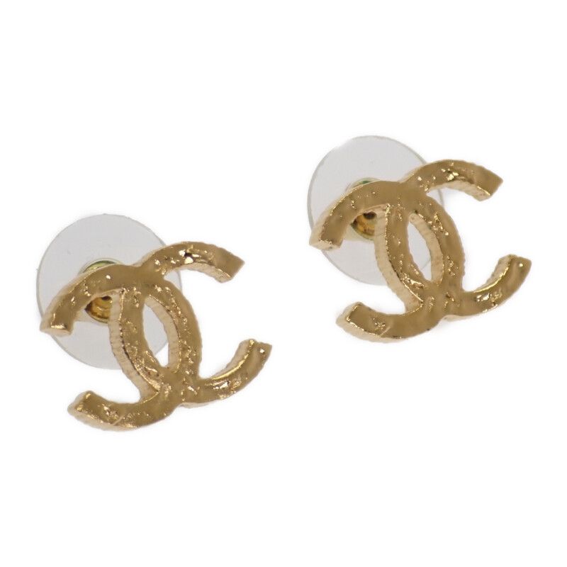 Chanel Coco Mark Earrings Abc502 Stud Earrings Metal Gold Simple Stylish Ladies