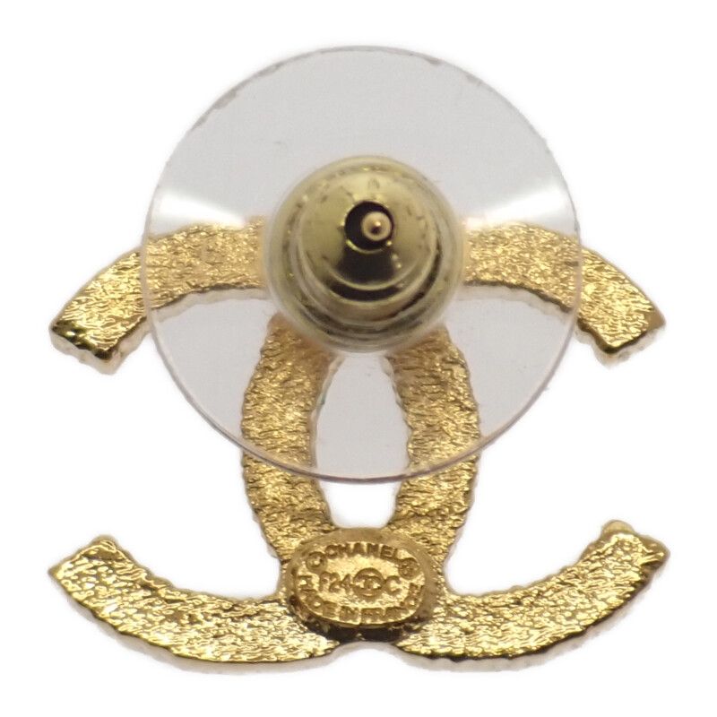 Chanel Coco Mark Earrings Abc502 Stud Earrings Metal Gold Simple Stylish Ladies