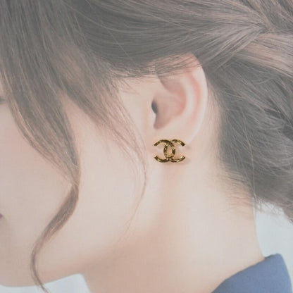 Chanel Coco Mark Earrings Abc502 Stud Earrings Metal Gold Simple Stylish Ladies