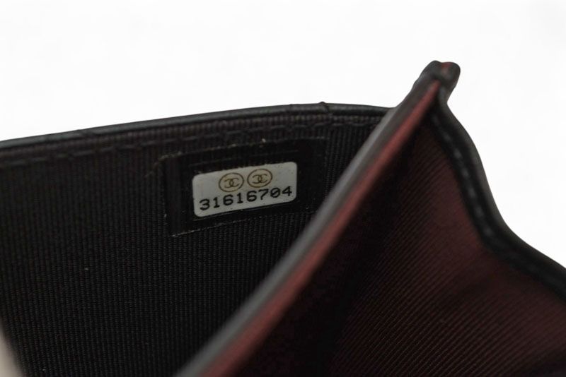 Chanel Coin Case Card Case Chanel Lambskin Black Bordeaux Silver Hardware