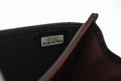Chanel Coin Case Card Case Chanel Lambskin Black Bordeaux Silver Hardware