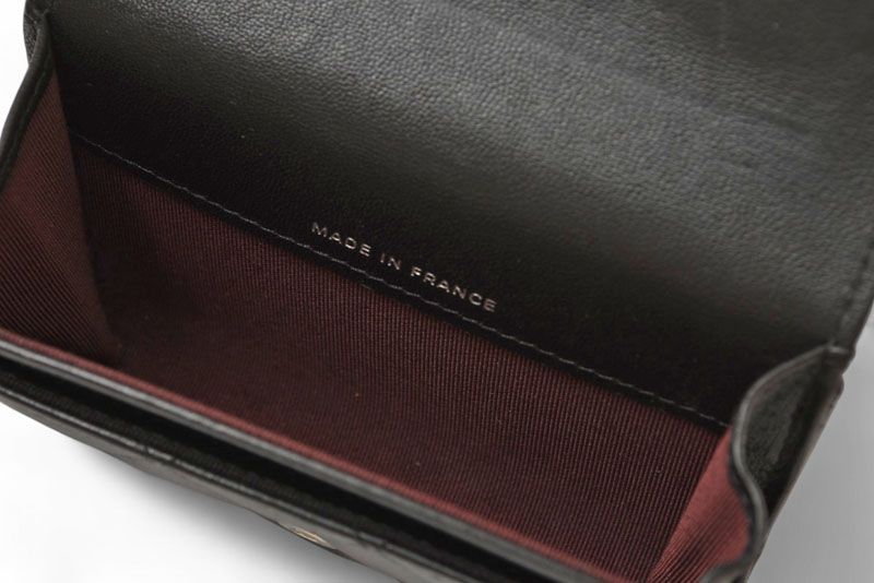 Chanel Coin Case Card Case Chanel Lambskin Black Bordeaux Silver Hardware