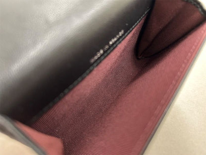 Chanel Coin Case Card Case Chanel Lambskin Black Bordeaux Silver Hardware