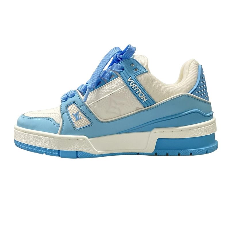 Louis Vuitton Sneakers 34 1/2 Women's LV Trainer Line Sneakers White And Blue