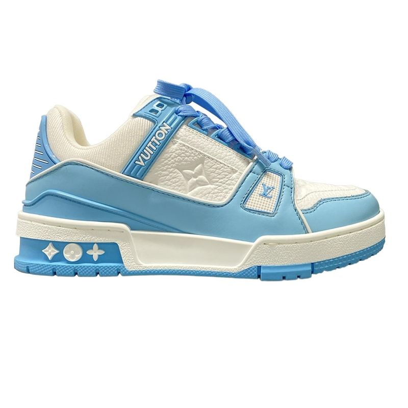 Louis Vuitton Sneakers 34 1/2 Women's LV Trainer Line Sneakers White And Blue