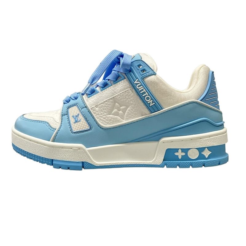 Louis Vuitton Sneakers 34 1/2 Women's LV Trainer Line Sneakers White And Blue