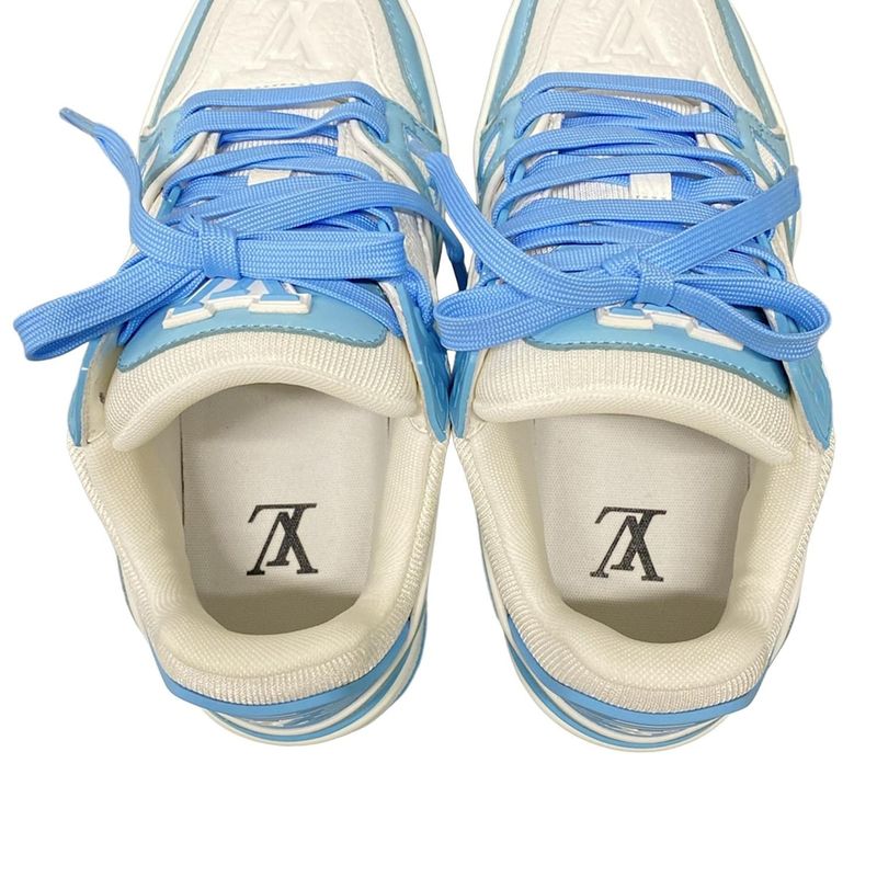 Louis Vuitton Sneakers 34 1/2 Women's LV Trainer Line Sneakers White And Blue