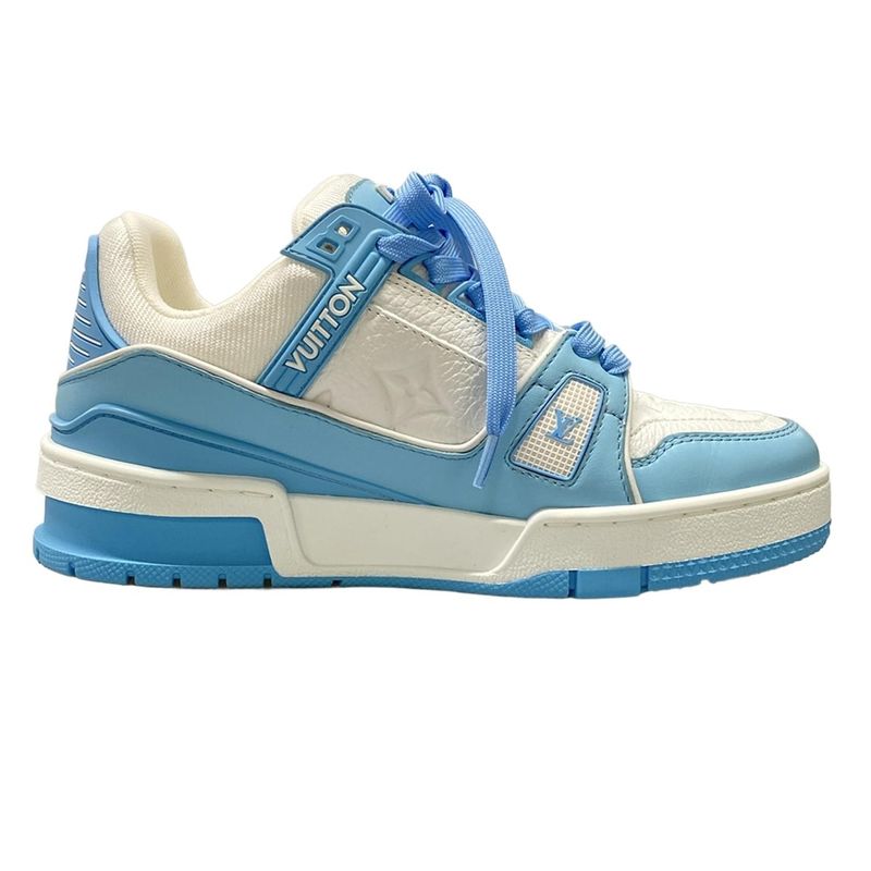Louis Vuitton Sneakers 34 1/2 Women's LV Trainer Line Sneakers White And Blue