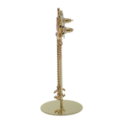 Chanel CC Logo Chain Earrings Metal Gold Ladies Coco Mark [A Rank