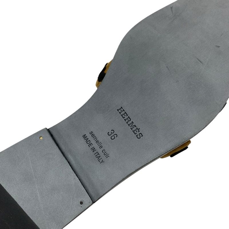 Hermes Oran Sandals Shoes Chevre Brown Black Leopard