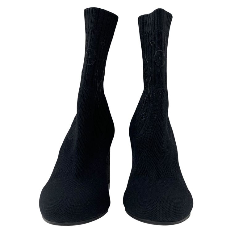 Louis Vuitton Silhouette Line Monogram Boots Short Boots Shoes Fabric Black