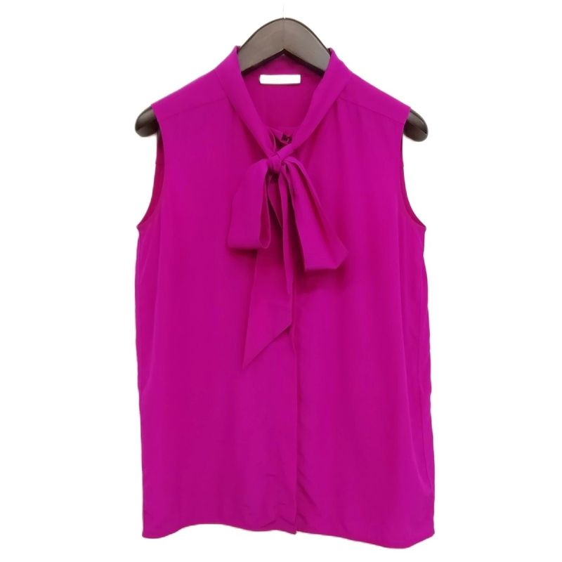 Celine Phoebe Period Bow Tie Ribbon Blouse Shirt Sleeveless Silk 36 Purple