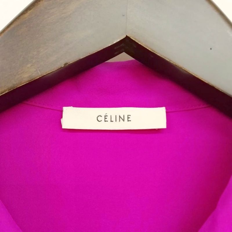 Celine Phoebe Period Bow Tie Ribbon Blouse Shirt Sleeveless Silk 36 Purple