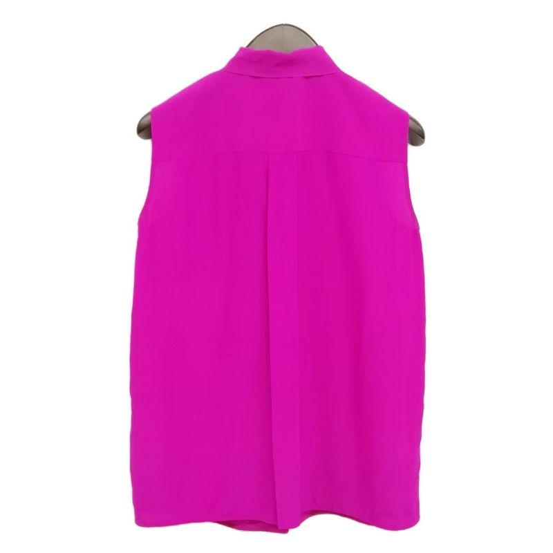 Celine Phoebe Period Bow Tie Ribbon Blouse Shirt Sleeveless Silk 36 Purple
