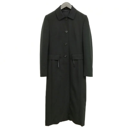 Prada Stencollar Long Coat Polyester Cotton 40 Black