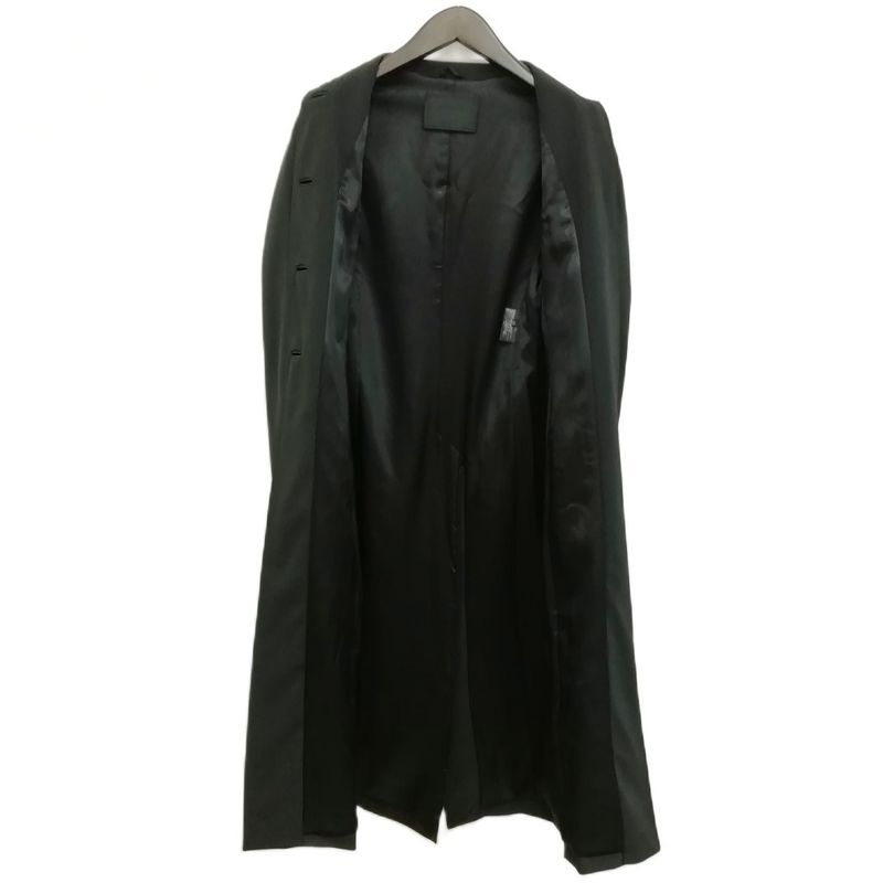 Prada Stencollar Long Coat Polyester Cotton 40 Black