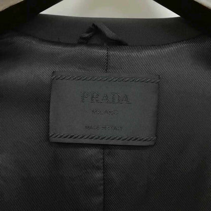 Prada Stencollar Long Coat Polyester Cotton 40 Black