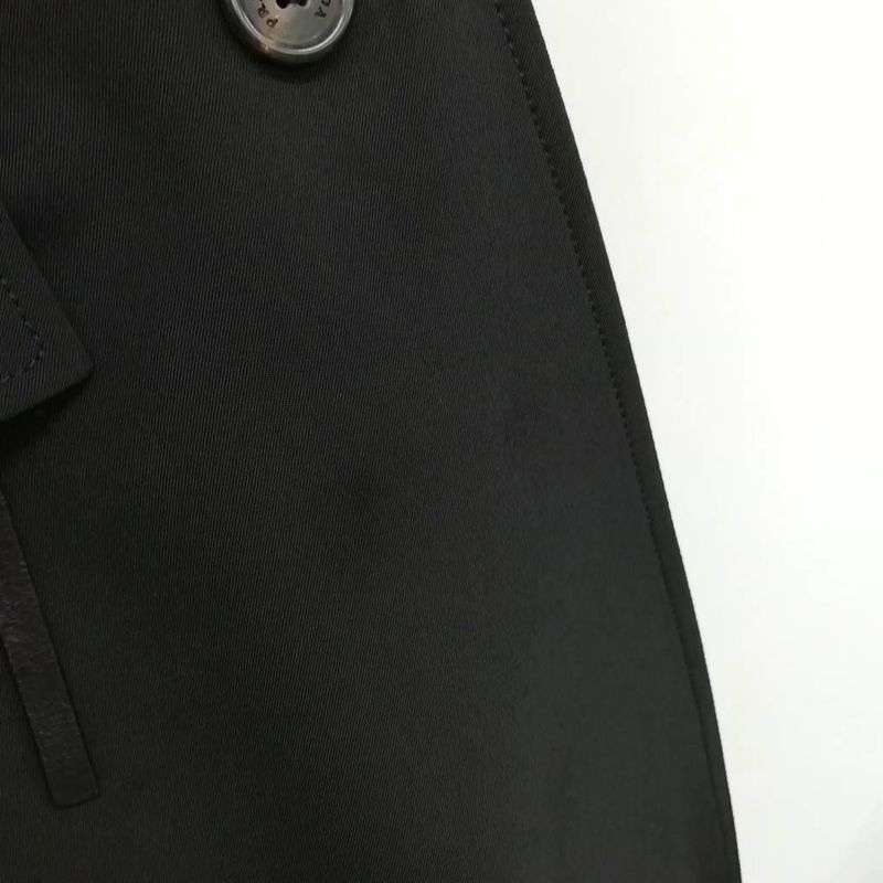 Prada Stencollar Long Coat Polyester Cotton 40 Black
