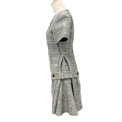 Louis Vuitton Dress Cotton Gray Black Tweed 22 SS
