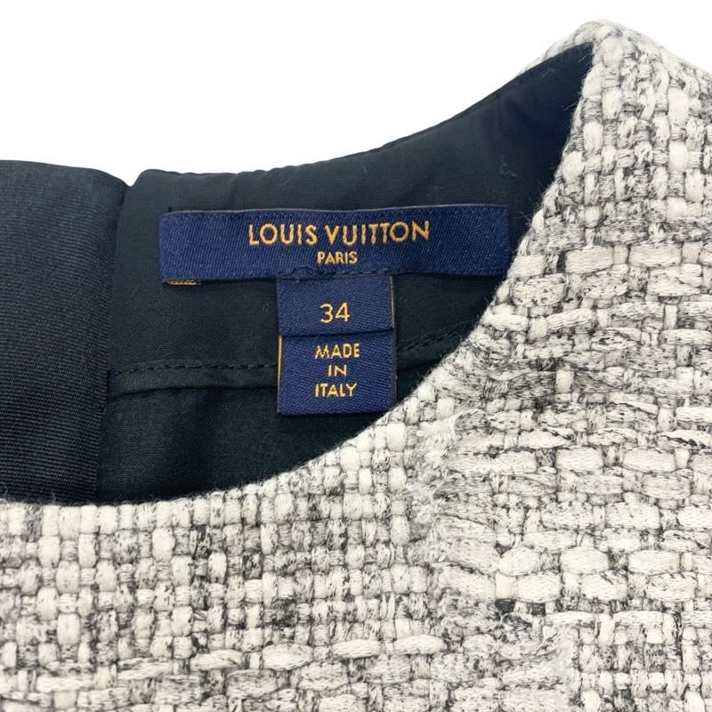 Louis Vuitton Dress Cotton Gray Black Tweed 22 SS
