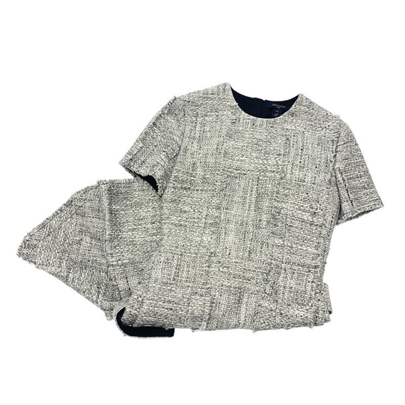 Louis Vuitton Dress Cotton Gray Black Tweed 22 SS