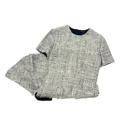 Louis Vuitton Dress Cotton Gray Black Tweed 22 SS
