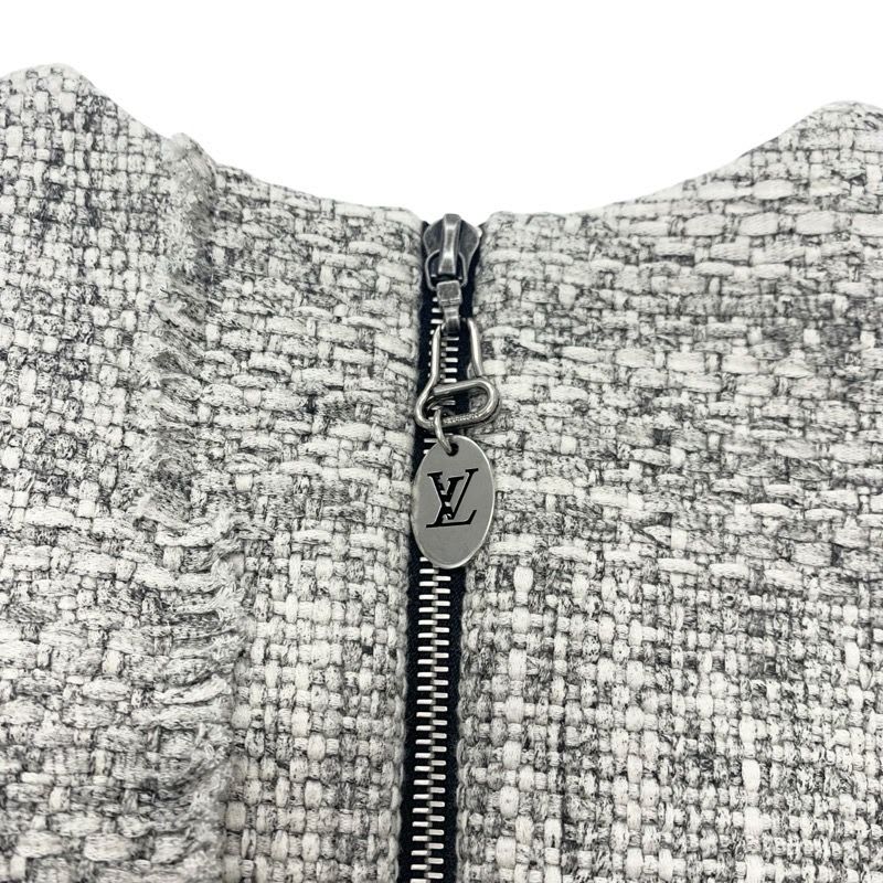 Louis Vuitton Dress Cotton Gray Black Tweed 22 SS