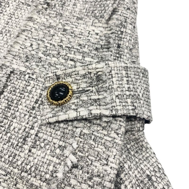 Louis Vuitton Dress Cotton Gray Black Tweed 22 SS